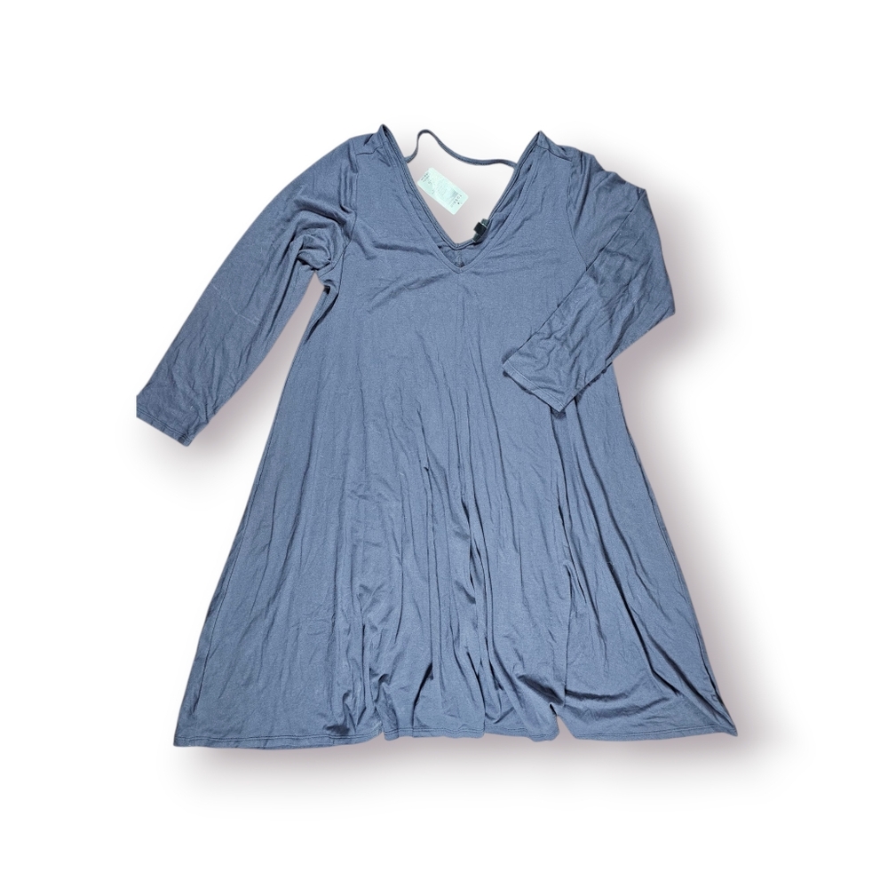 Torrid NWT Gray Rayon Cut Out Back Smart Casual Lagenlook Dress Sz 1X (14-16)